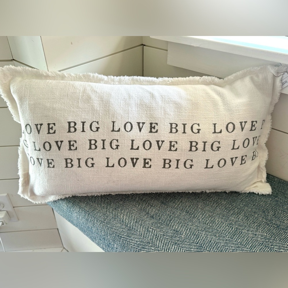 New! LOVE BIG Decorative Farmhouse Duck Feather Pillow